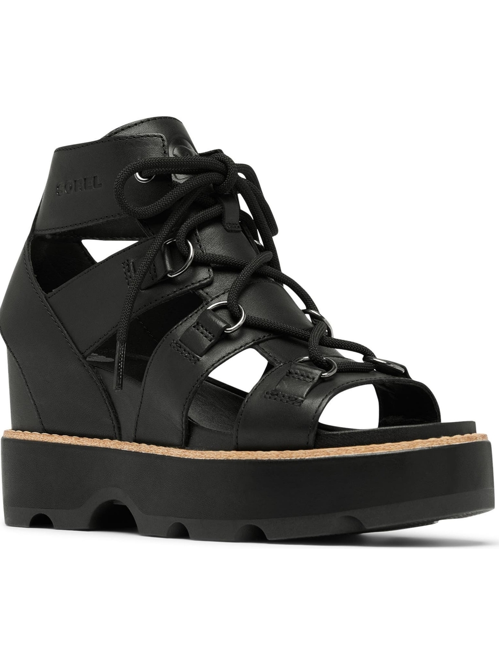 NWT! Sorel Joanie II Lace Wedge Sandal Black